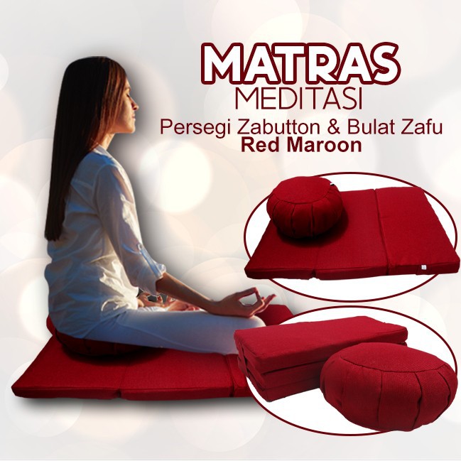 Matras / Bantal/Alas Meditasi Kombinasi Zabutton+ Zafu Red Maroon