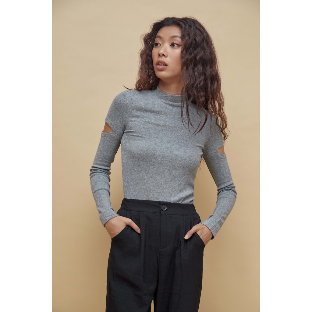 Peach Poppy Alexa Top - Atasan Wanita Basic Fit Body Rajut Lengan Panjang All Size