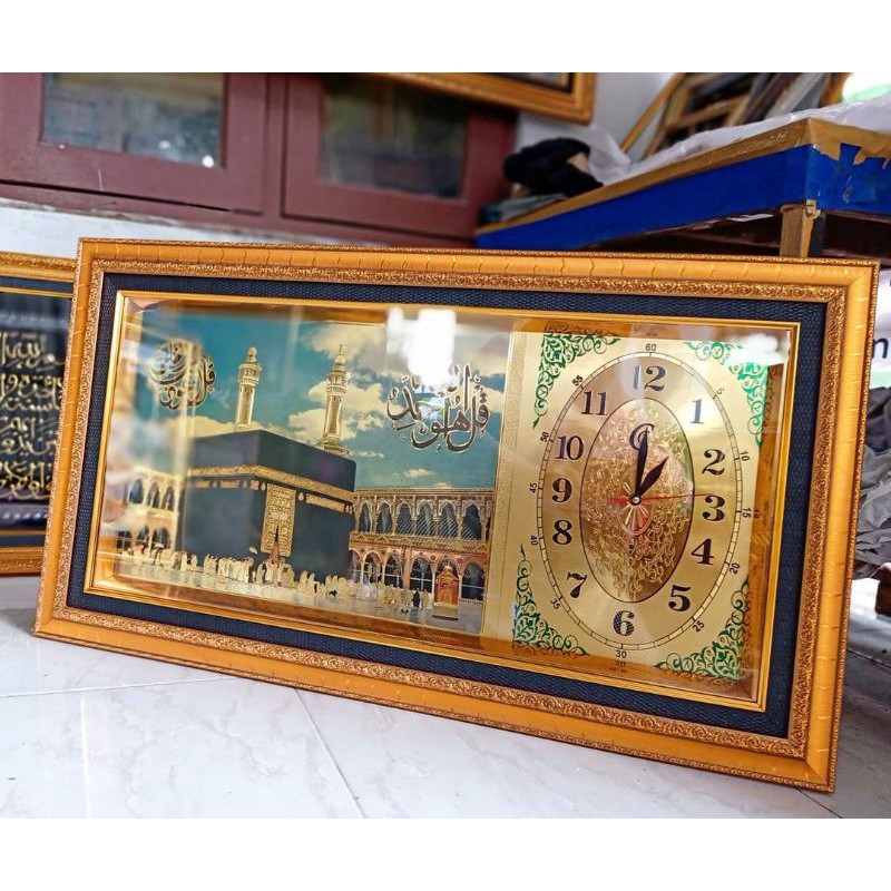 jam kaligrafi makkah 50x85cm / JAM DINDING / DEKORASI / HIASAN DINDING