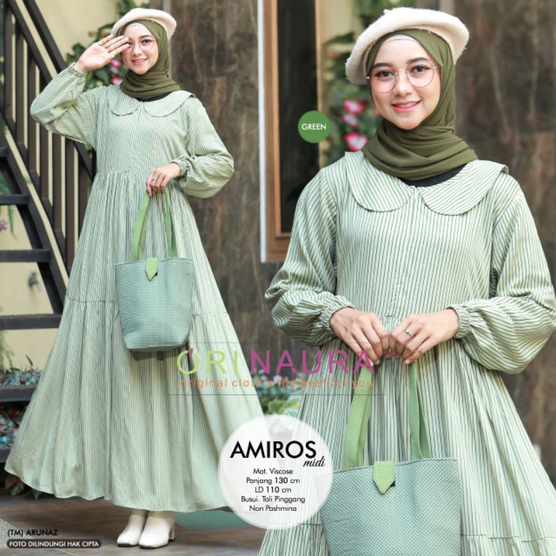 AMIROS MIDI | MIDI LD 110 POLOS GARIS-GARIS | MIDI DRESS | ORI NAURA