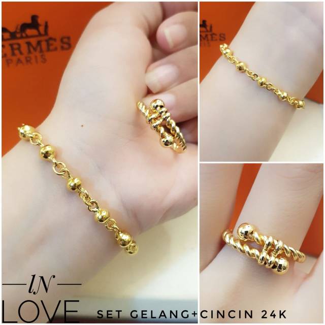 Xuping gelang dan cincin laois emas 24k 0608j