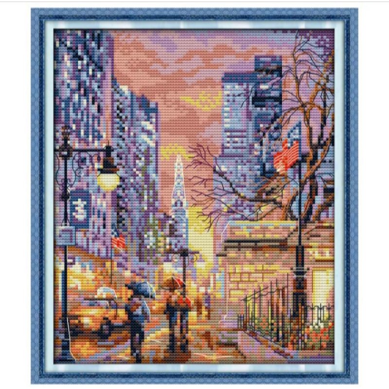 paket kristik pola kain NKF 11ct New York Scenery