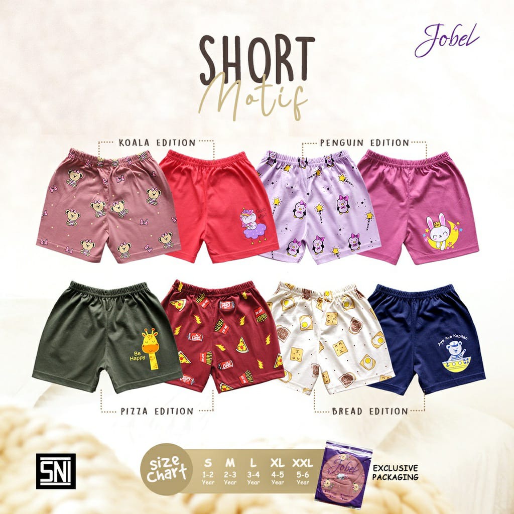 Jobel Short Motif Campur isi 4pcs (JBL-SM)