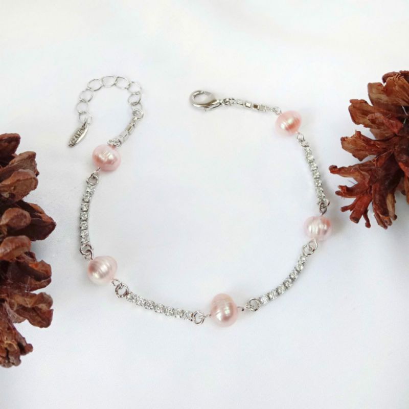 Grosir Gelang Mutiara Air Tawar rangka silver