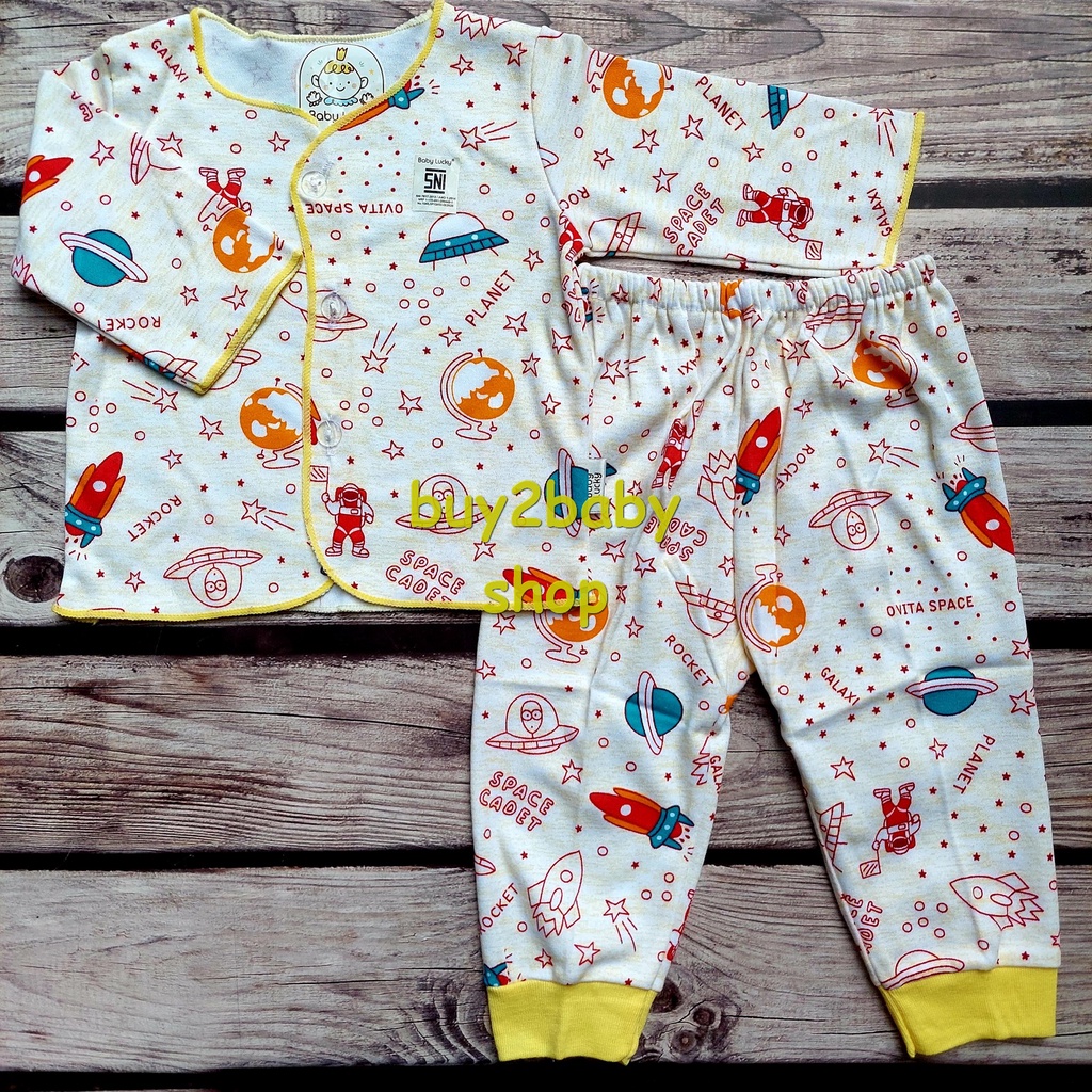 Baju bayi setelan piyama panjang BABY LUCKY usia Newborn 0-3 Bulan 1 PCS