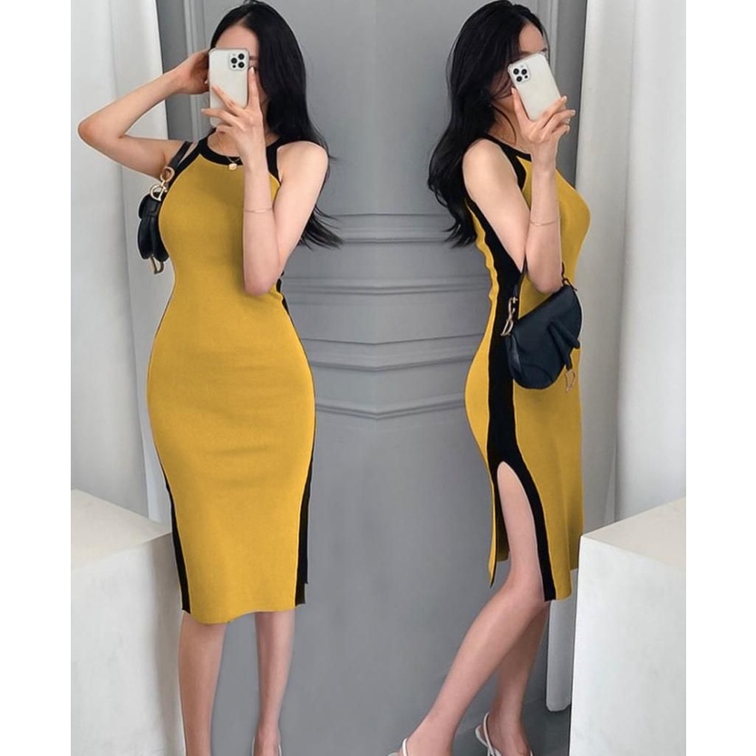 Toply shop Dres wanita rajut / korean Dres rajut bodycon sydney