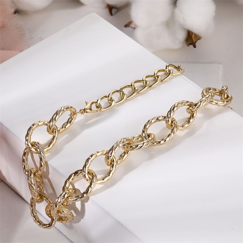 ig cool gold Hip Hop Gold chain Minimalist Big Collar Curb Thick Short Choker Necklace For Women Jewelry