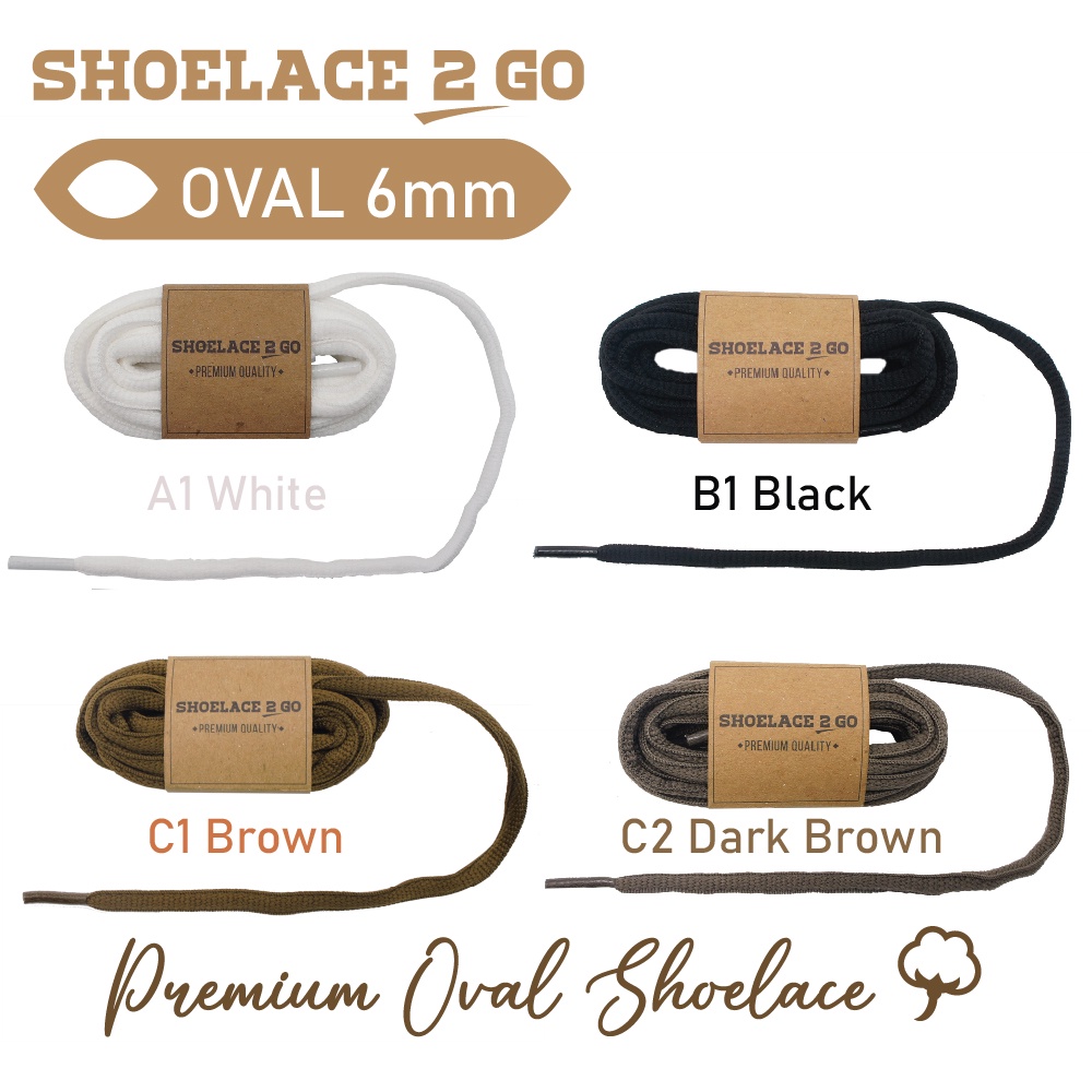 SHOELACE 2 GO PREMIUM TALI SEPATU LONJONG OVAL - SO6 - 90CM - 6MM