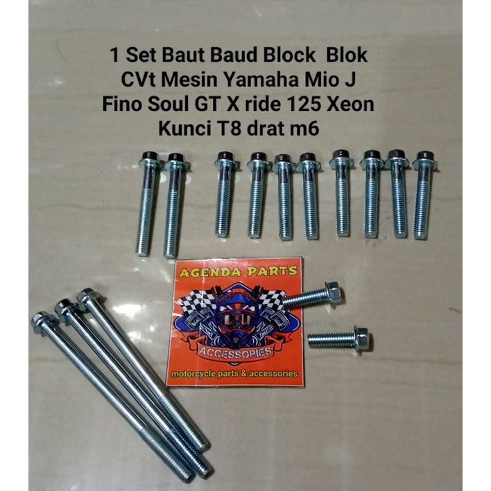 1 Set Baut Baud Block Blok CVt Mesin Yamaha Mio J Fino Soul GT X ride 125 Xeon