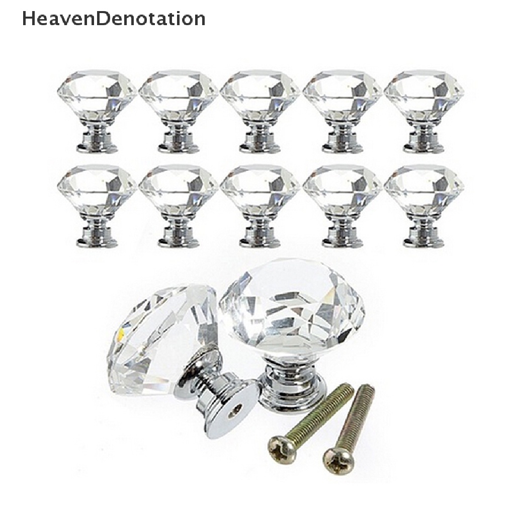 (Heavendenotation) 10pcs Kenop / Gagang Pintu / Laci / Lemari Kaca Kristal Berlian 30mm