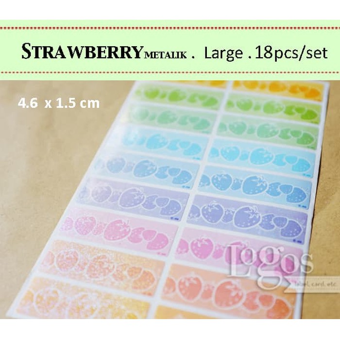 

HNVHH799 Strawberry LARGE Metalik Glitter Sticker Label kosmetik pot