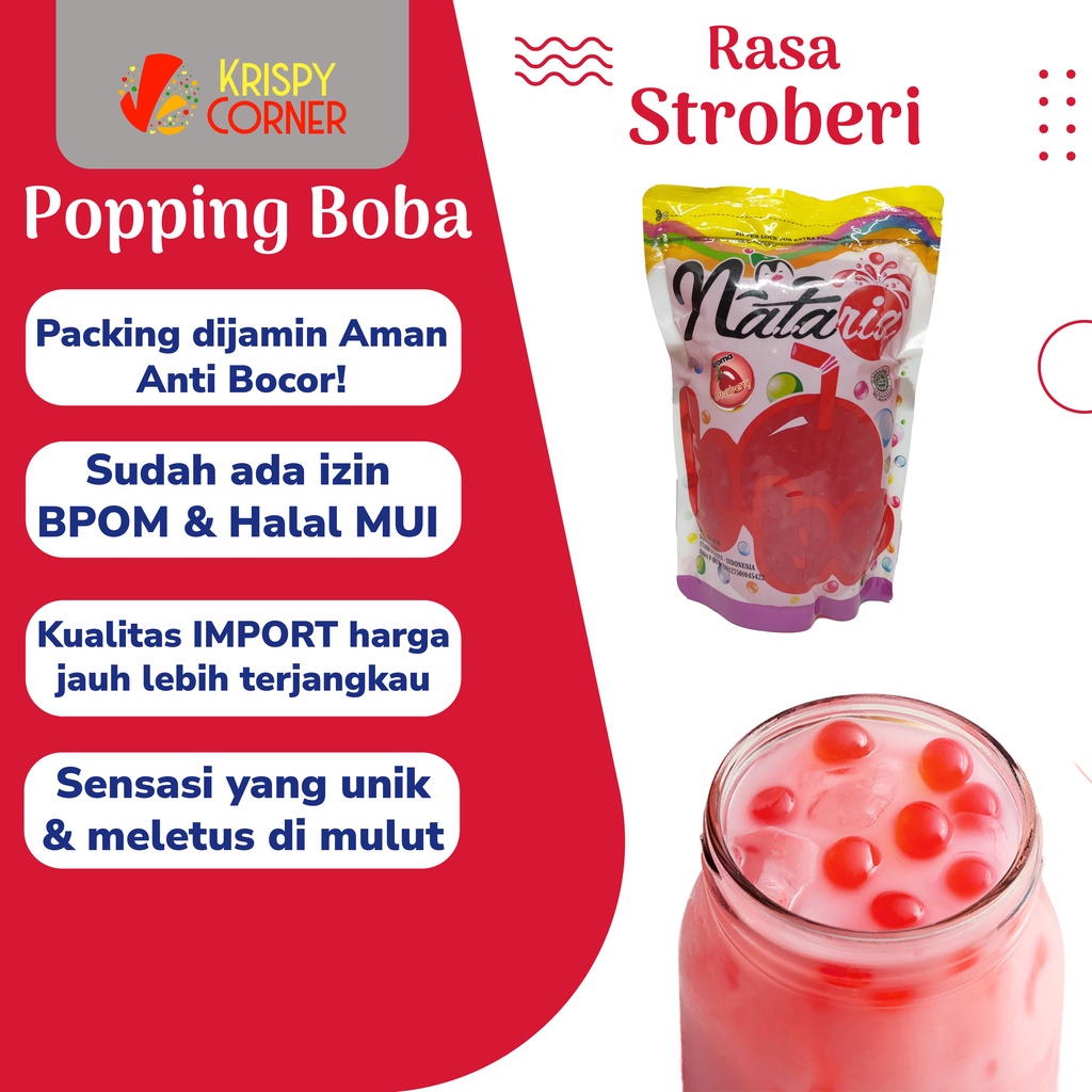 

Poping Boba Strawberry 500g Jelly Mutiara popping boba pecah Rasa Stroberi Toping minuman