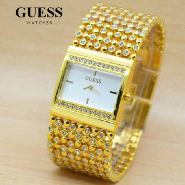 JAM TANGAN GUESS MERICA PERMATA 01 GOLD PLAT PUTIH **GPH *#GC003#