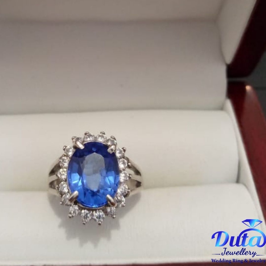 Cincin Batu Wanita King Safir Cincin Perak Murni Cincin Batu Akik Wanita Asli