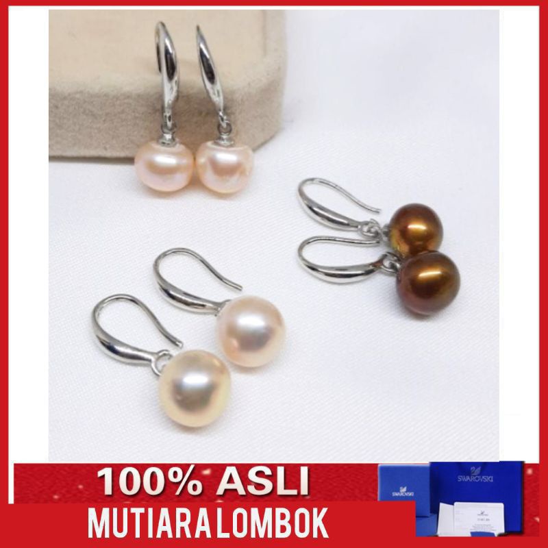 anting anting mutiara lombok asli anting mutiara air tawar perhiasan anting wanita mutiara lombok