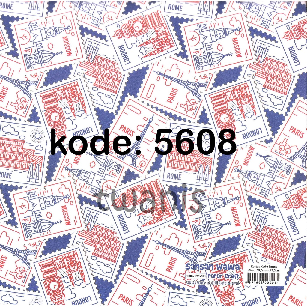 

BUNGKUS KADO HADIAH KERTAS KADO SANWA PARIS LONDON MOSCOW KODE 5608 ISI 25 LEMBAR BISA CAMPUR MOTIF LAIN