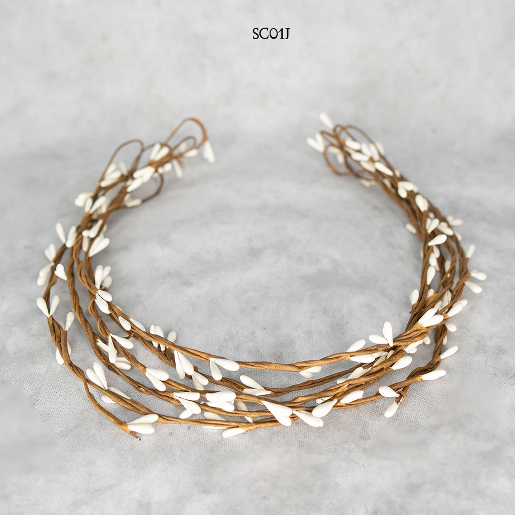[SIAP KIRIM] AKSESORIS PENGANTIN FLOWER CROWN WEDDING BANDO BUNGA PUTIH SC01J