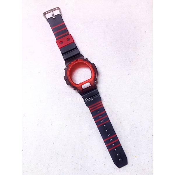 BNB Gshock DW6900 STRIP RED Stra Besel Casio G-shock