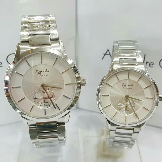 Best Seller Alexandre Christie Ac 8546 Couple Harga Satuan Silver White Original