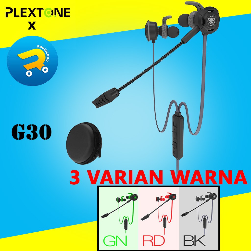 Headset gaming plextone G30 stereo noise canceling - earphone gaming - handsfree gaming - earbuds