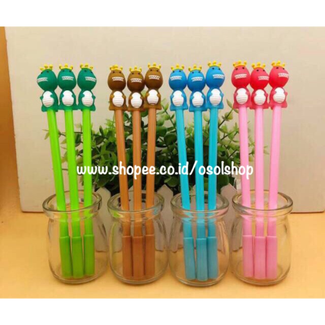 1 lusin selusin pulpen dino dinosaurus pen 12pcs murah grosir bolpen