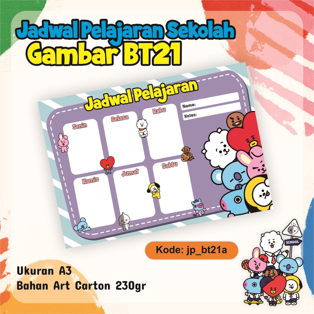 

Poster Jadwal Pelajaran Sekolah Anak - Gambar BT21