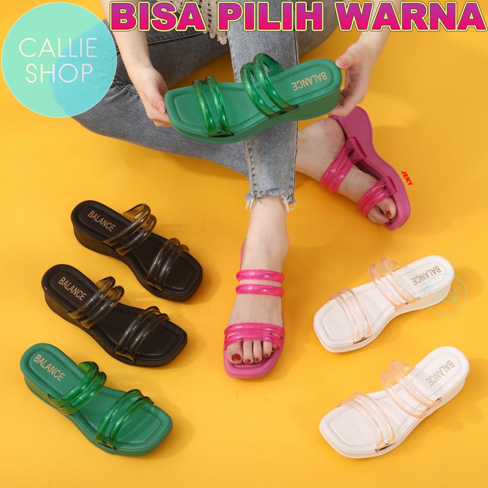 Sandal Bangkok Wedges 5 cm Tali Translucent Jelly Balance 2212-12 WG4SLANG