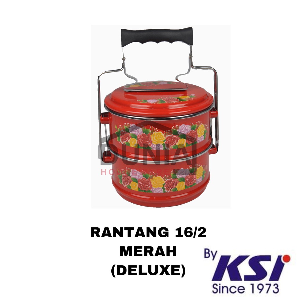 Rantang Susun 2 Diameter 16 CM / Rantang Ideal / Rantang Enamel Susun (DELUXE MERAH)