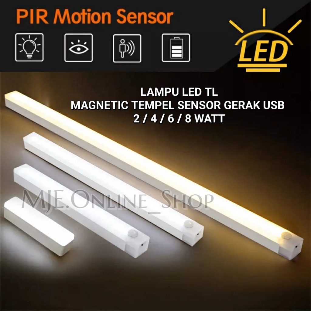 LAMPU LED TL SENSOR GERAK USB MAGNETIC TEMPEL SMARTLAMP DINDING LEMARI