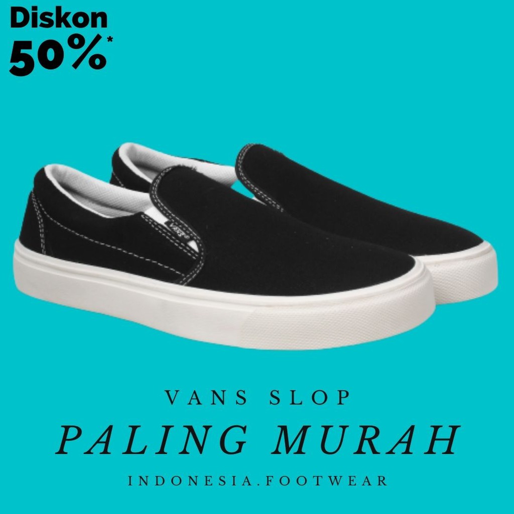 BISA COD !! Sepatu Casual Slip On Pria Vans Slop OG Moccasin Kanvas Premium Harga Grosir Murah