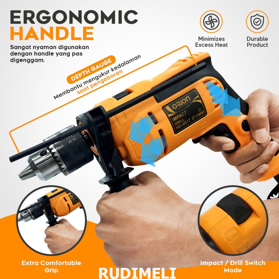 Mesin Bor Listrik LENGKAP DENGAN KOPER Impact Drill Listrik Orion HD-6617