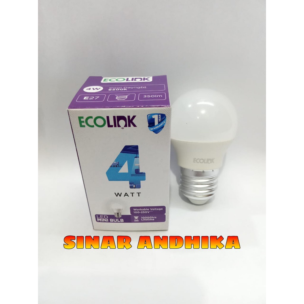 LAMPU LED BULB ECOLINK WARNA PUTIH 4 WATT