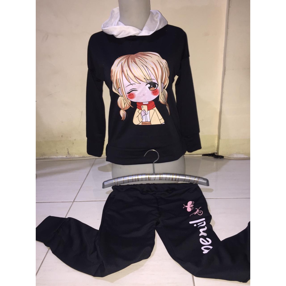 QFS - ST KIDS GIRL MAHIKA HOODIE / HITAM / KUNING / TERBARU / TERPOPULER