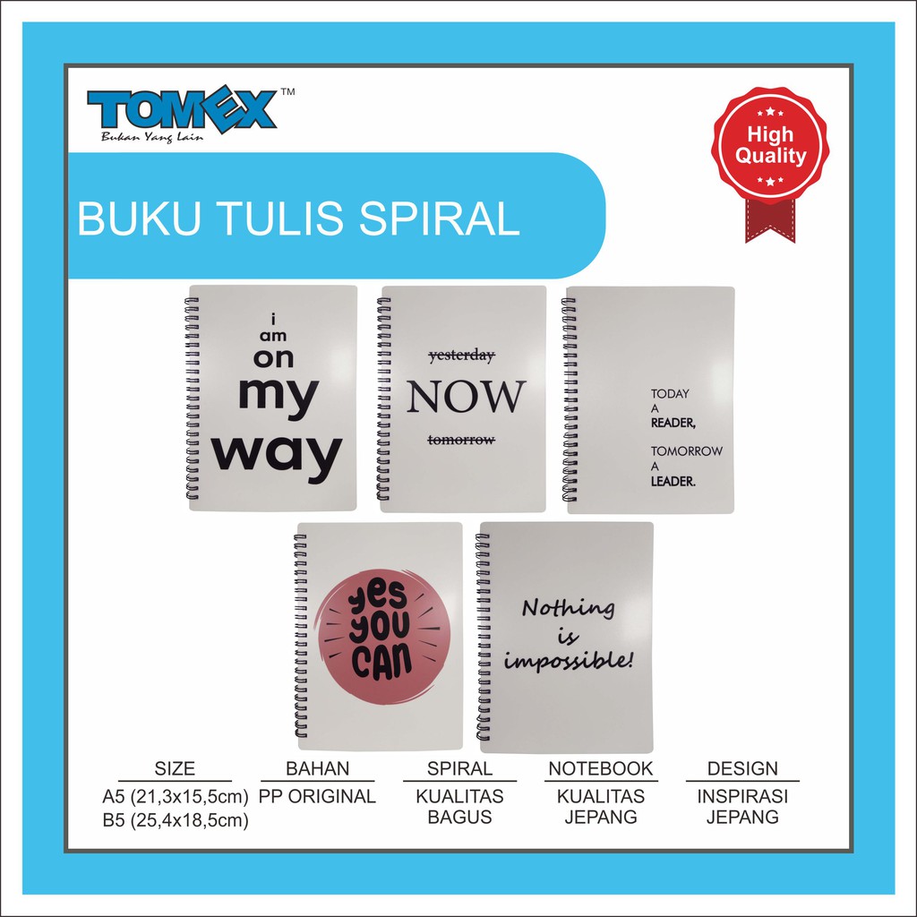 

TOMEX Buku Tulis Spiral / Notebook Spiral / Notes Spiral / Spiral Notebook Motif WISDOM WORD A5 / B5
