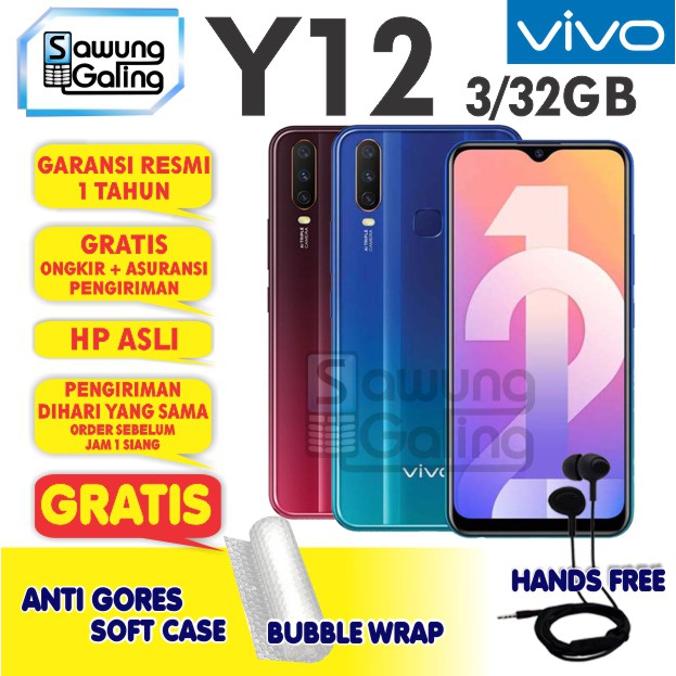 VIVO Y12 3/32GB Fullset Garansi RESMI | Shopee Indonesia