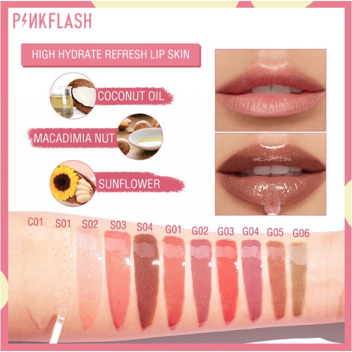 PINKFLASH LIP GLOSS Pelembab Berkilau Untuk Perawatan Bibir Montok Lipgloss