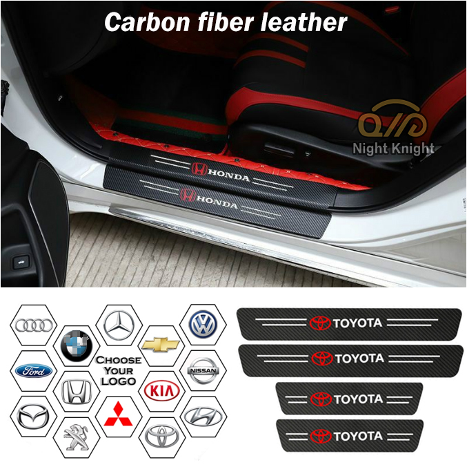 Striker Strip Bemper Bagasi belakang Mobil Bahan Kulit Motif Carbon Fiber untuk Mazda