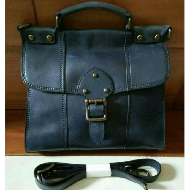 Fossil vrv vri vintage top handle blue tas ori authentic branded