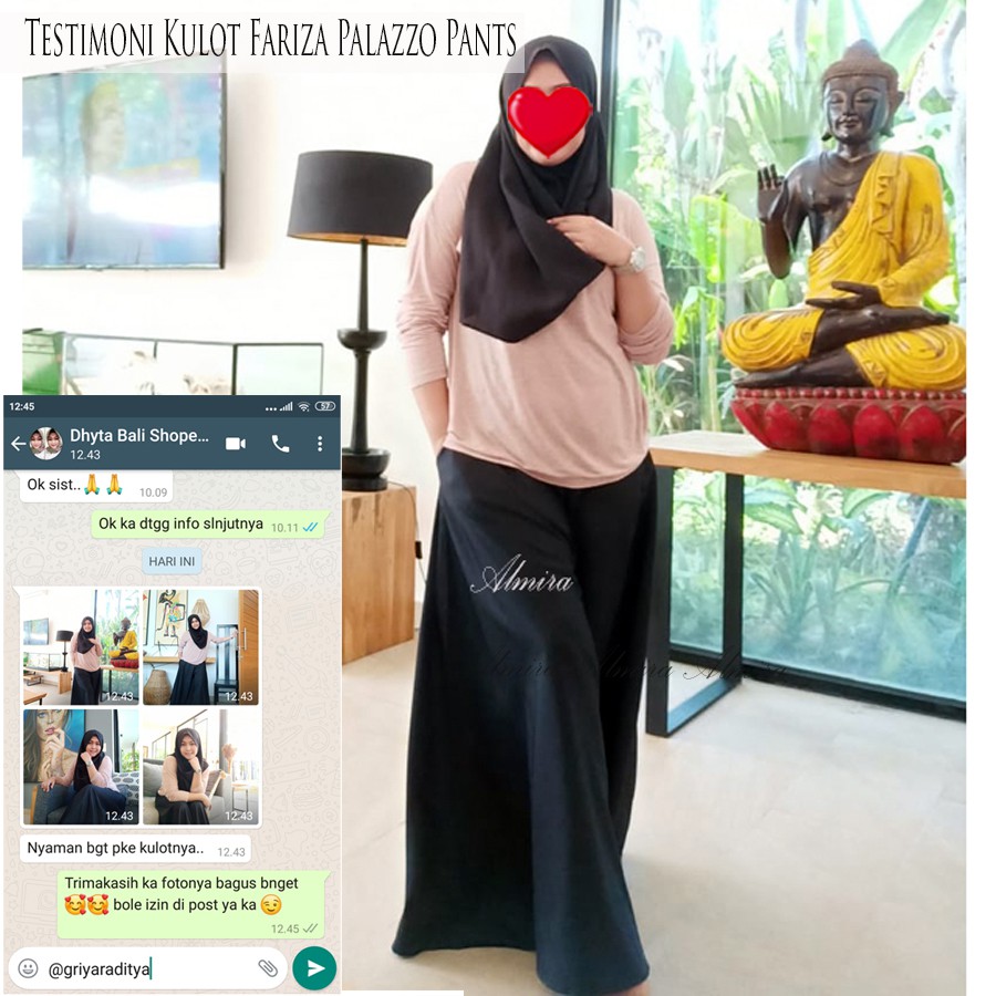 Celana Kulot Wanita Fariza Palazzo Pants Kulot Payung Lebar Bahan Baloteli Banyak Warna