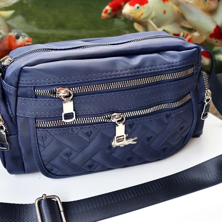 Original Tas Selempang wanita resleting 5 bordir Nilon super kekinian Slingbag Korea 6833 mango terb