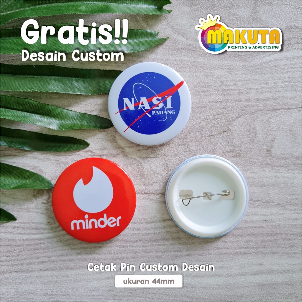 Jual Cetak Pin 44 Mm Custom Desain Bisa COD | Shopee Indonesia