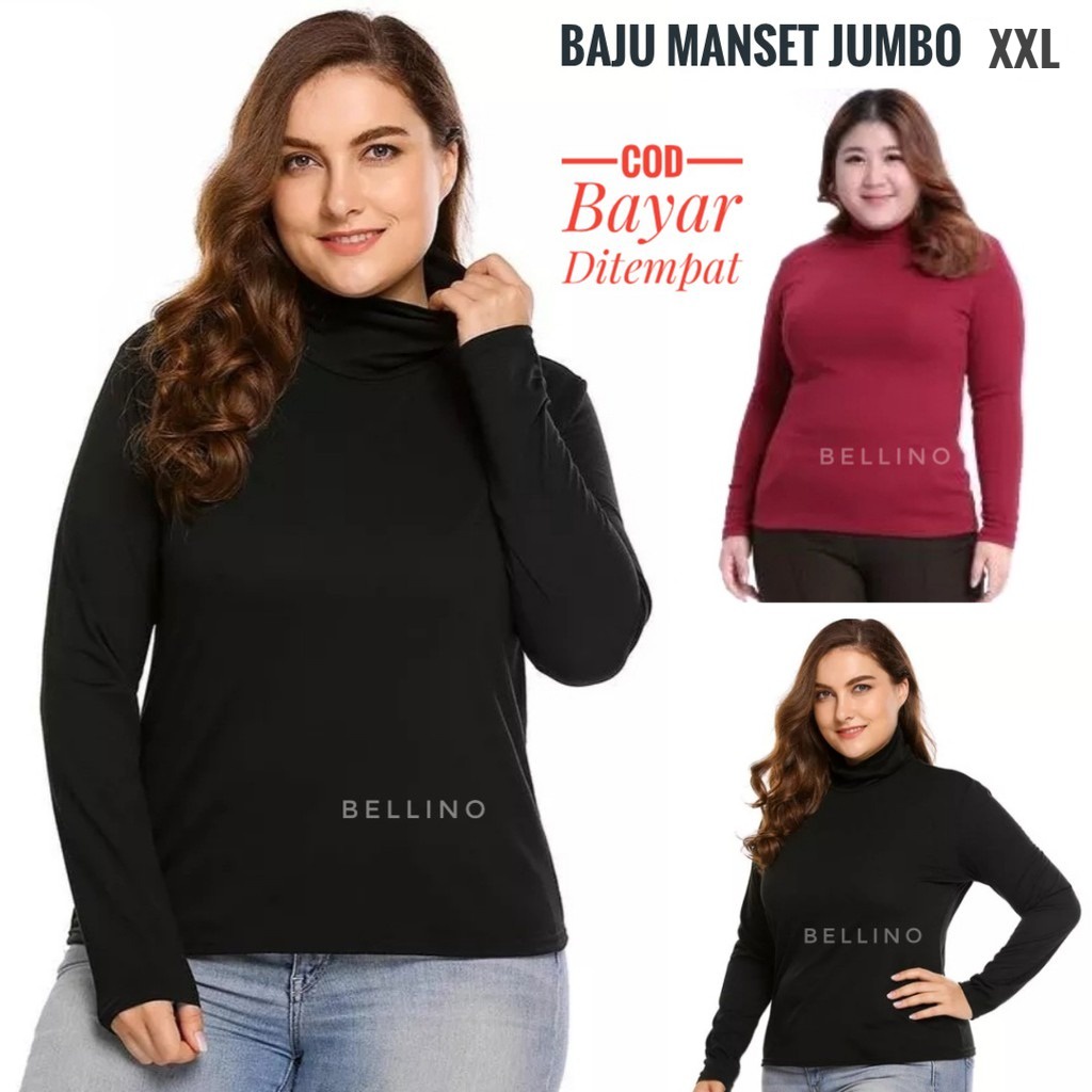 Manset Jumbo XXL Bahan Spandek / Kaos Oblong Tangan Panjang / Baju Manset Jumbo Polos Baju Dalaman Manset Baju Premium Fit XXL/3L