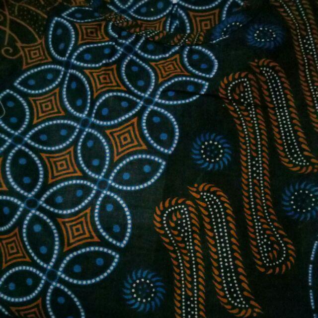 Blouse Batik Blus Batik Atasan Baju Batik Wanita Cewek Tangan Panjang Kerja Warna Biru Elektrik