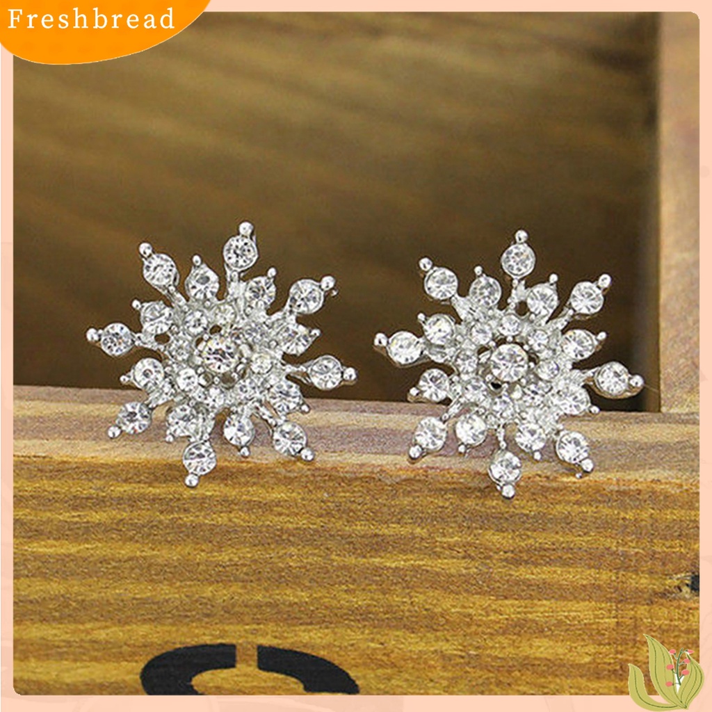 ? Fresh ? Anting Tusuk Motif Snowflake Hias Berlian Imitasi Elegan untuk Wanita / Hadiah