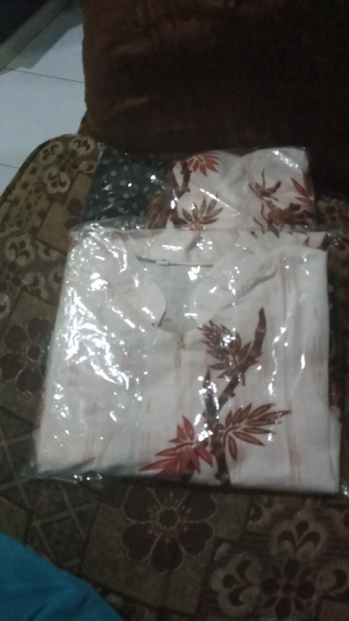 Batik Couple Keluarga Sania Ruffle Ori Ndoro Jowi Dnt - Motif Bambu Putih