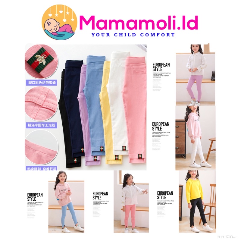 Celana Panjang Anak Perempuan / Legging Anak Perempuan Cewek / Jegging Anak Cewek / Celana Panjang Fashion Anak Bahan Katun Stretching/ Leging Anak Import / Celana Panjang Anak Remaja / Celana Panjang Anak Tanggung 3 T s.d 12 T Jeging Model Korea Import