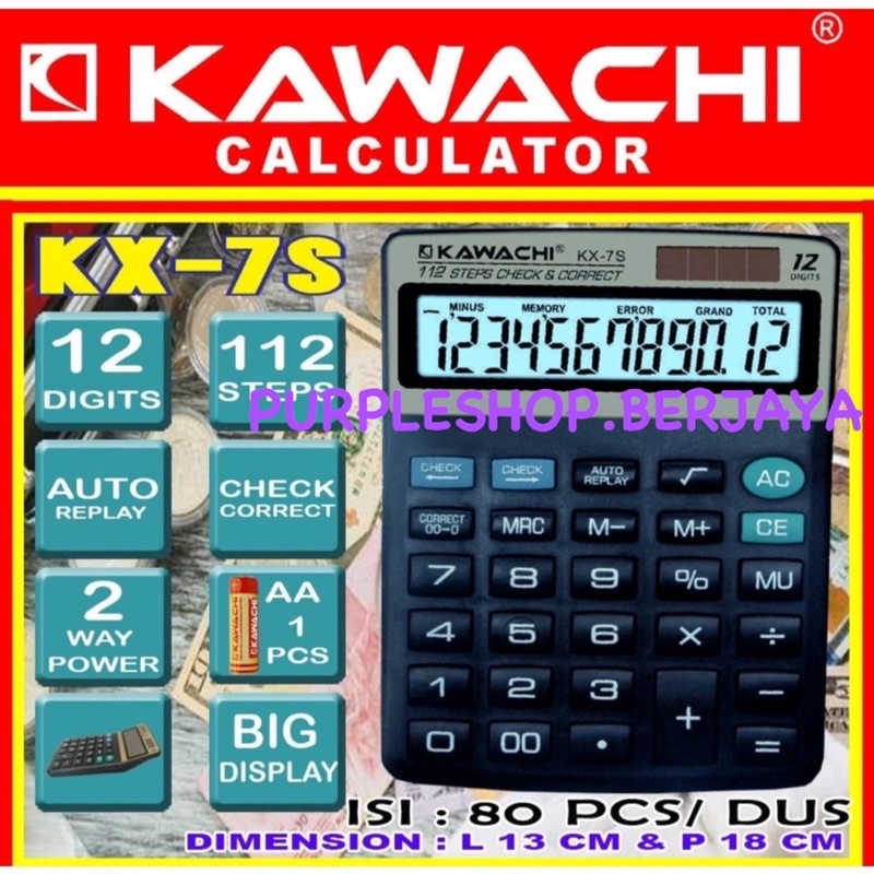 

Kawachi Kalkulator 12 Digit KX 7S BIG DISPLAY
