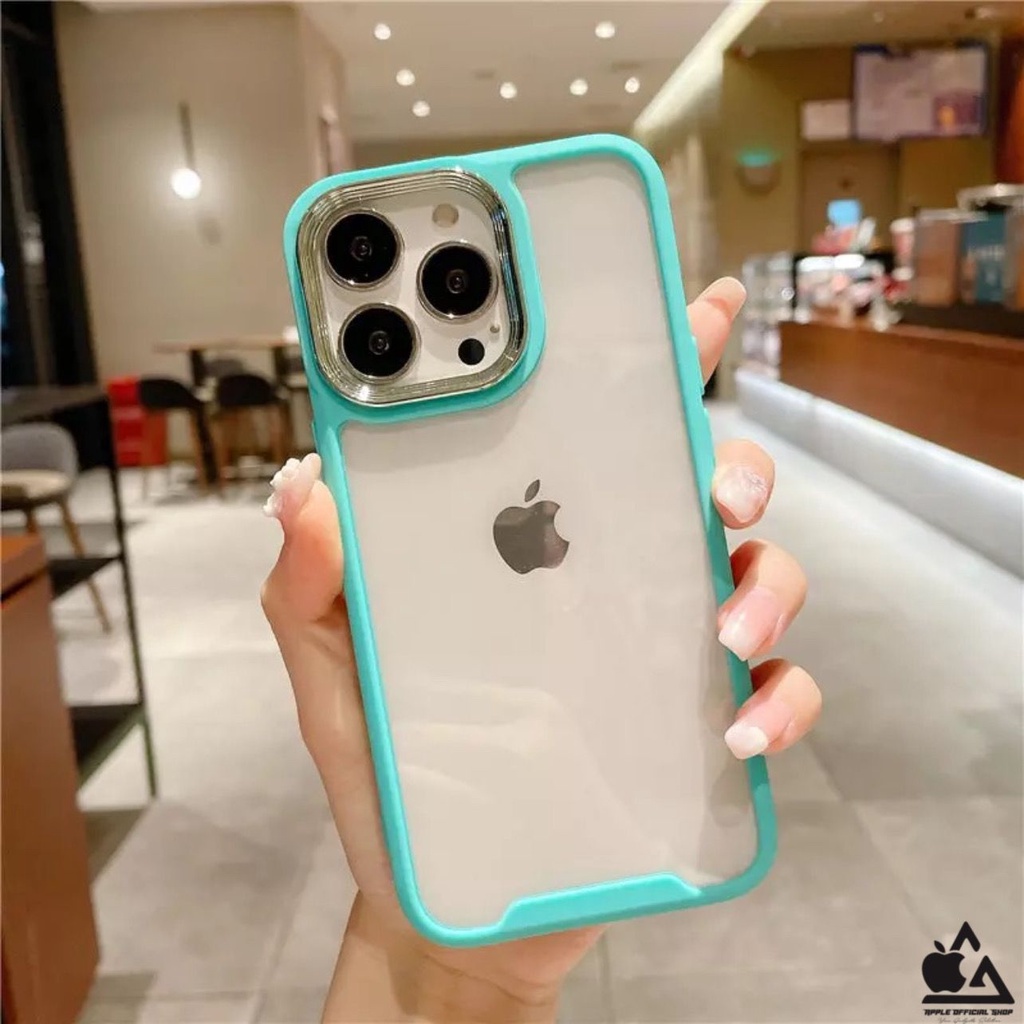 Softcase Candy Bening Chrome OPPOA5S A12 A11K A15 A15S A54 A16E A16K A55 A76 A96 RENO 7 4G 5G 7Z 5G A16 A74 4G A95 With Frame Camera Pelindung Kamera Softcase Silikon Jelly Clear Cover Bukan Hardcase Silicone