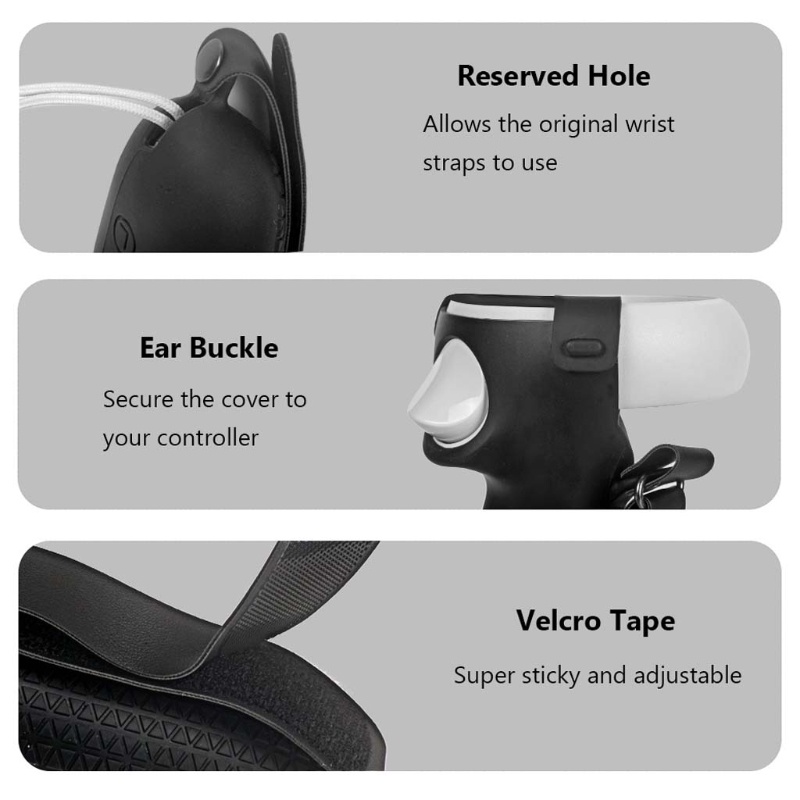CRE  Touch Handle Controller Grip  Silicone Case -Cover For Oculus Quest 2 Anti-Throw Controller Handle Protective Sleeve Skin with Adjustable Wrist Knuckle Strap VR Accessories