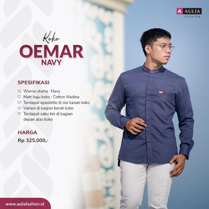 Baju Koko Lebaran Terbaru ORI Aulia Fashion OEMAR Navy